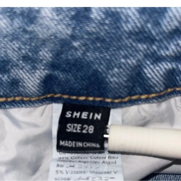 SHEIN High Waisted Distressed Denim Shorts - Size 28 - Picture 3 of 5